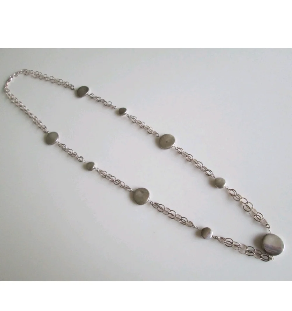 Milor Italian Sterling Silver Oval Link Station Necklace